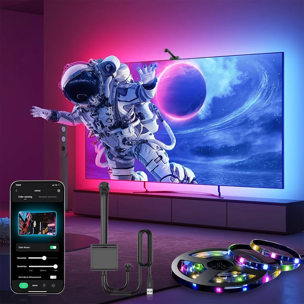 EISSLOLY RGBIC LED Lights for TV Backlighting 3.8M/5M Music Sync Smart LED Strip App Remote Ambient Light for Gaming Party