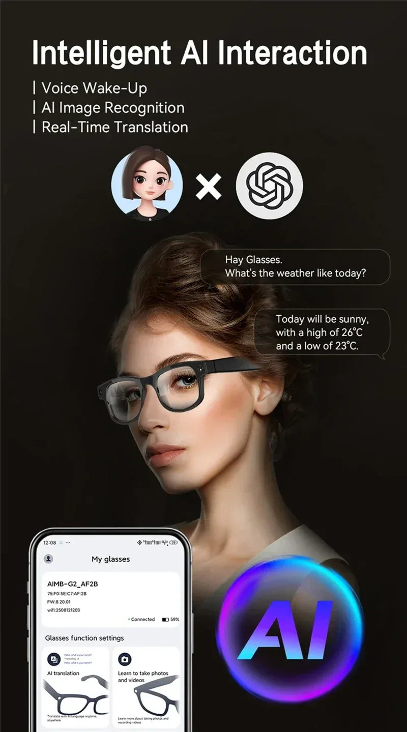 Xiaomi 8K Smart Glasses AI HD Recording Videos Photo Recognition Answer Translation Music Player Multifunction Anti-UV Lenses - 1Tecbuy