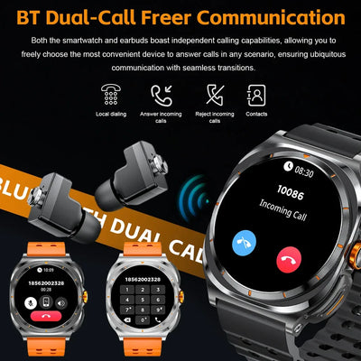 2025 Upgraded For Android IOS TWS 2 in 1 SmartWatch with Headphones Bluetooth Call IP68 Waterproof Outdoor GPS Sport Smartwatch - 1Tecbuy