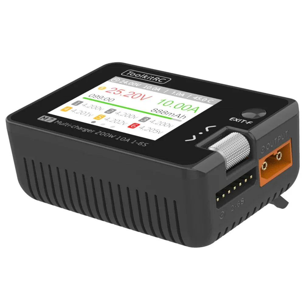 ToolkitRC M7 200W 10A DC Balance Charger Discharger for 1-6S Lipo Battery With Voltage Servo Checker ESC Tester Receiver LCD IPS - 1Tecbuy