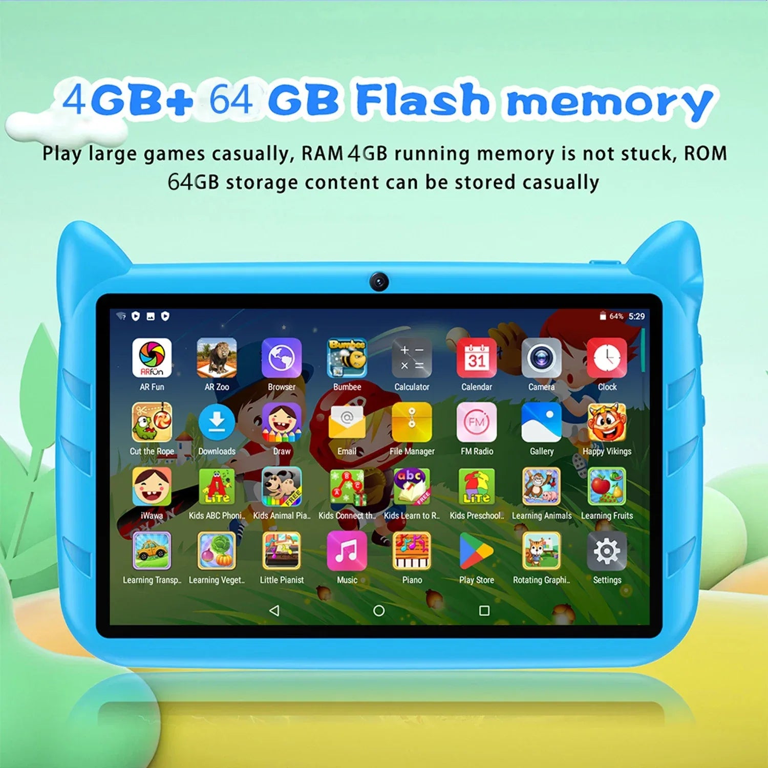 New 5G WiFi 7 Inch Tablet Pc Children's Gift Kids Learning Education Tablets Android 13 Quad Core 4GB RAM 64GB ROM Dual Cameras - 1Tecbuy