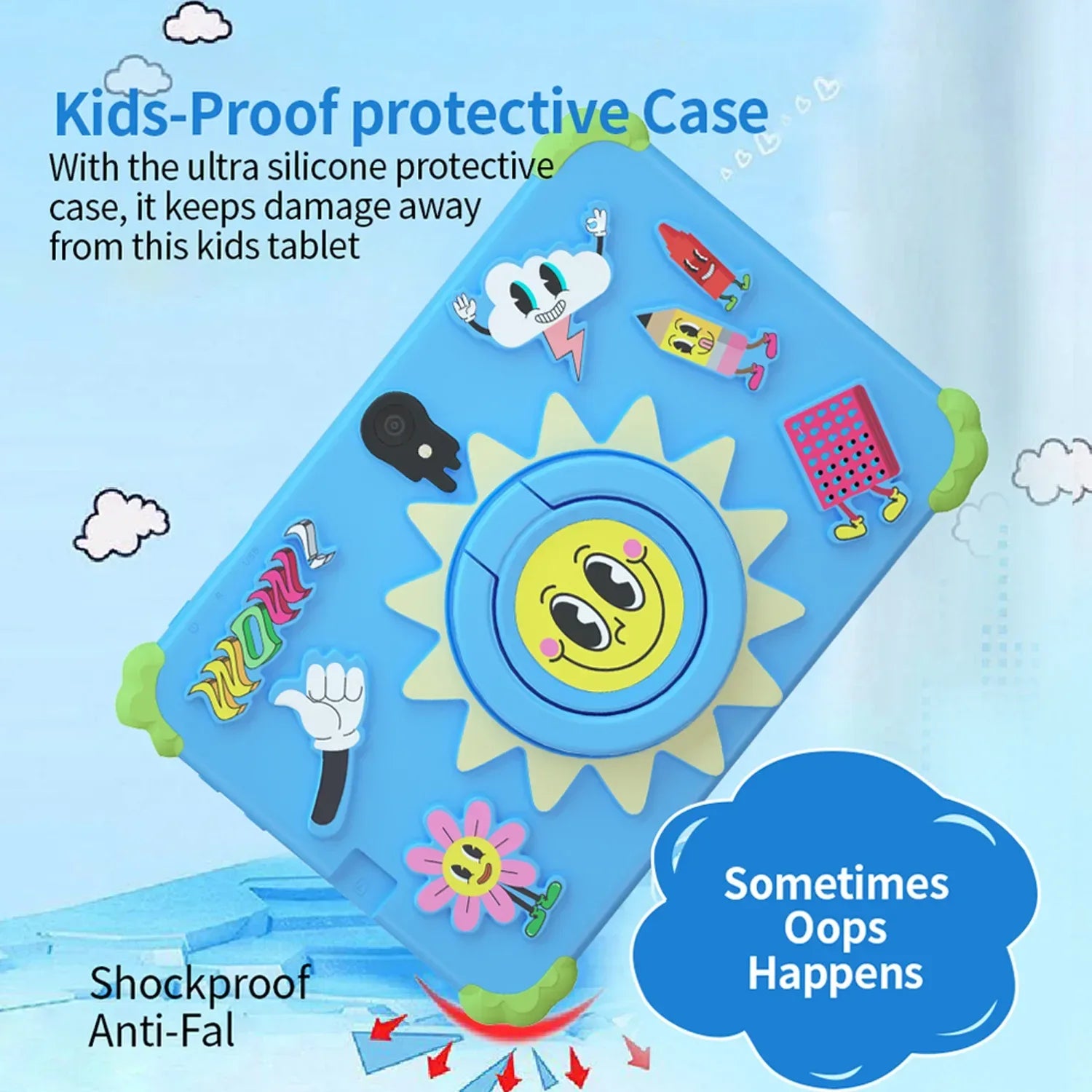 New 7 Inch Cartoon Pattern Kids' tablet Android 13, 4GB RAM 64GB ROM, 1TB Expand, WiFi, 4000mAh Battery, Dual Camera, Google Pad - 1Tecbuy