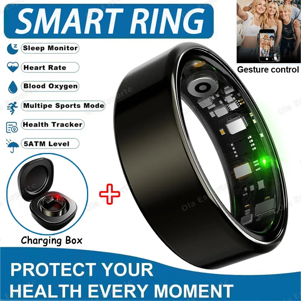 2025 Smart Ring Blood Pressure Heart Rate Sleep Monitoring Smartring IP68 & 5ATM Waterproof Multi-sport Mode Smartring Man Women - 1Tecbuy