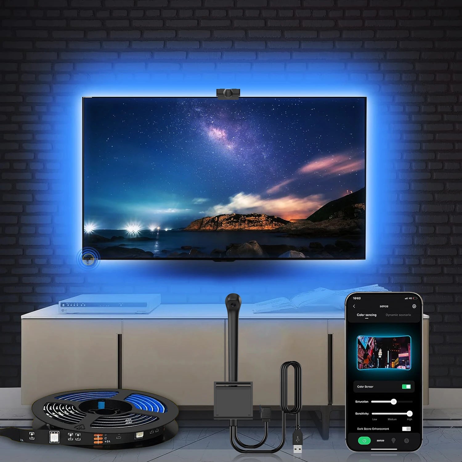 EISSLOLY Led Strip Lights RGB LED Light Kit Smart APP Control for 55-85 inches TV Backlight Screen SYNC Home Decor LED Lighting