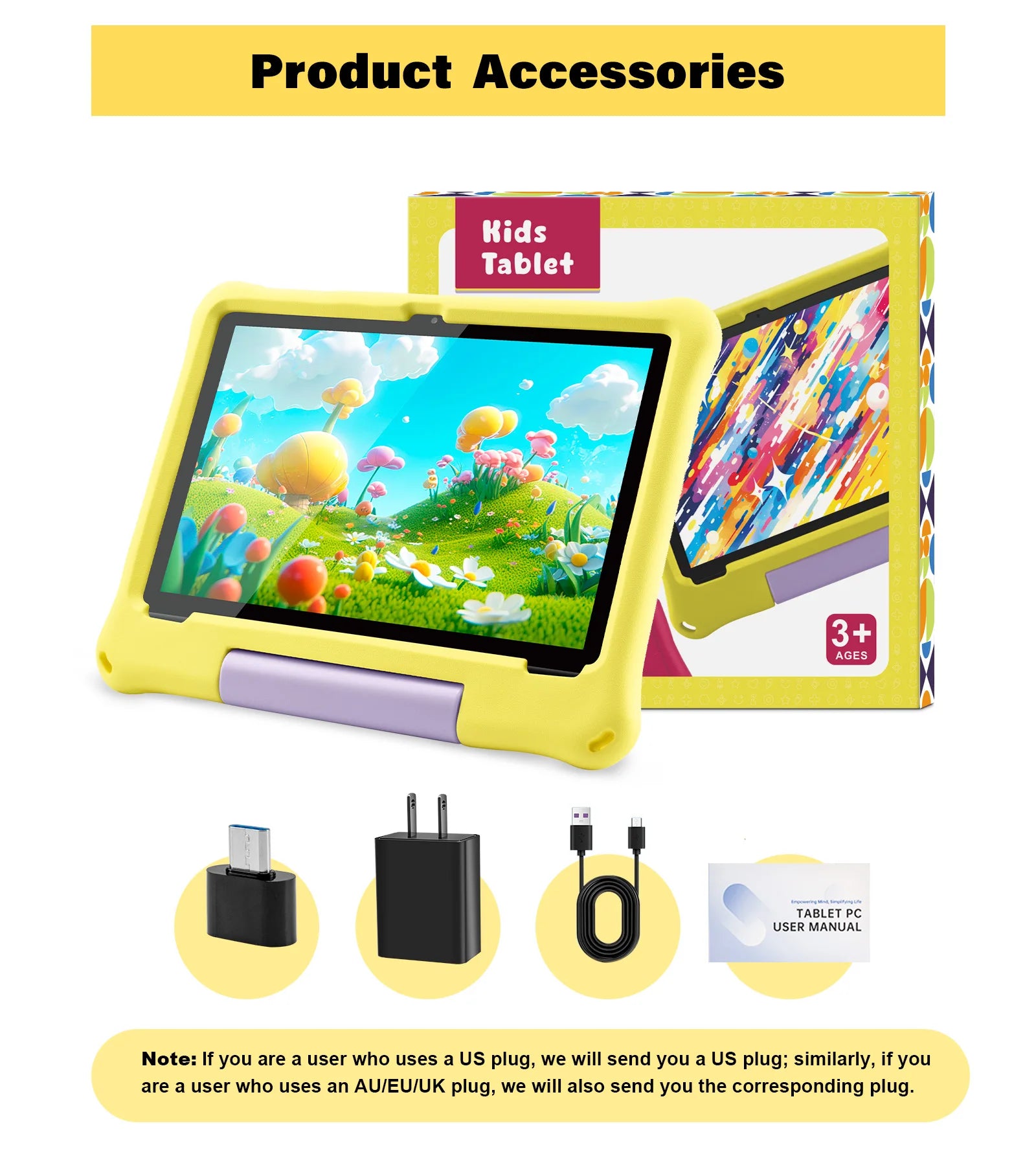 Kids Tablet 10.1'' Android 15 Tablet for Kids 8(4+4)GB 64GB Octa-Core CPU, Toddler Tablets with WiFi 6 5000mAh Dual Cameras GMS