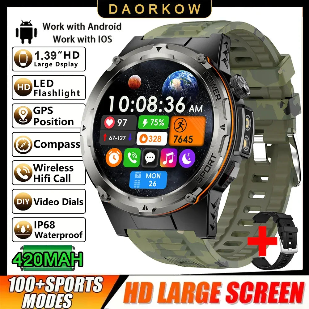 2025 New NFC Watch 420mA GPS Sports HD BT Call Smart Watch Men Outdoor Sports Fitness Tracker Smart Watch Men Waterproof Clock - 1Tecbuy