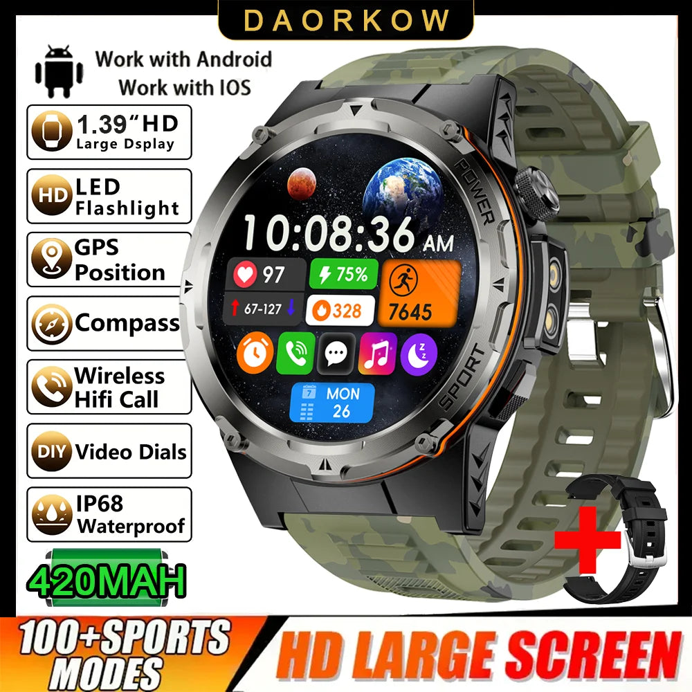 2025 New NFC Watch 420mA GPS Sports HD BT Call Smart Watch Men Outdoor Sports Fitness Tracker Smart Watch Men Waterproof Clock