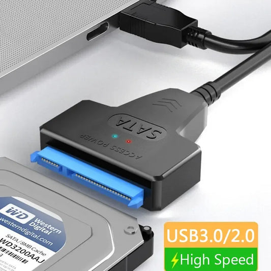 SATA to USB 3.0 / 2.0 Cable Up to 6 Gbps for 2.5 Inch External HDD SSD Hard Drive SATA 3 22 Pin Adapter USB 3.0 to Sata III Cord - 1Tecbuy