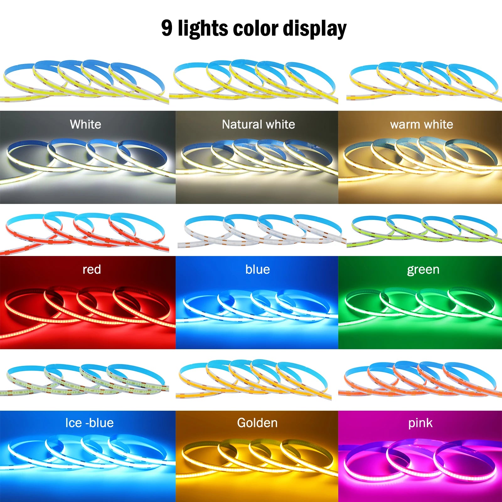 Battery Powered 5V 8mm COB LED Strip Light with Motion Sensor 320LEDs/M DIY Backlight White Red Blue Green Pink Night Light