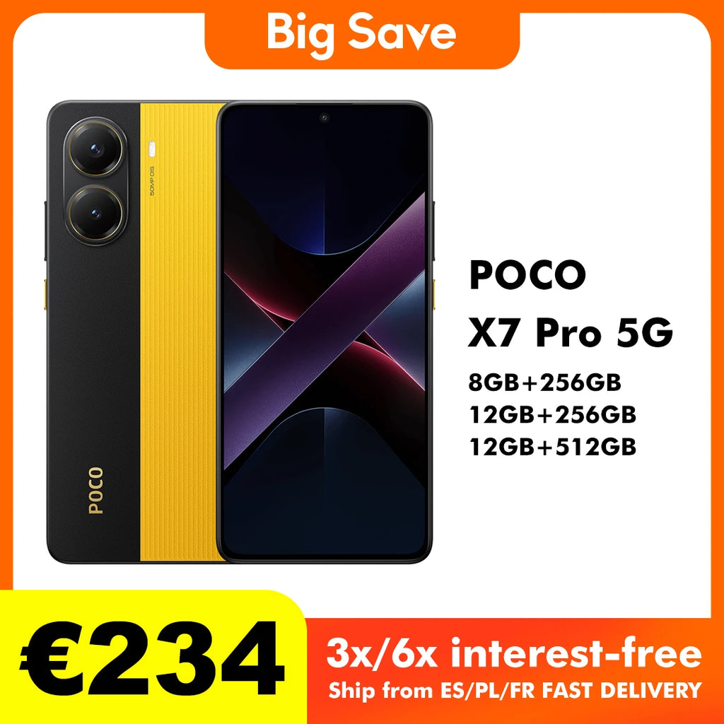 POCO X7 Pro Global Version Cellphone 256GB / 512GB Dimensity 8400-Ultra 6.67" 120Hz Display 6000mAh 5G NFC