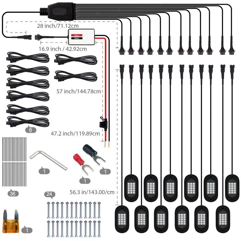 YiLaie 4/6/8/10/12 pods RGB LED Rock Light APP Control Music Neon Car Underglow Chassis Light for Offroad Truck SUV Rock Lights