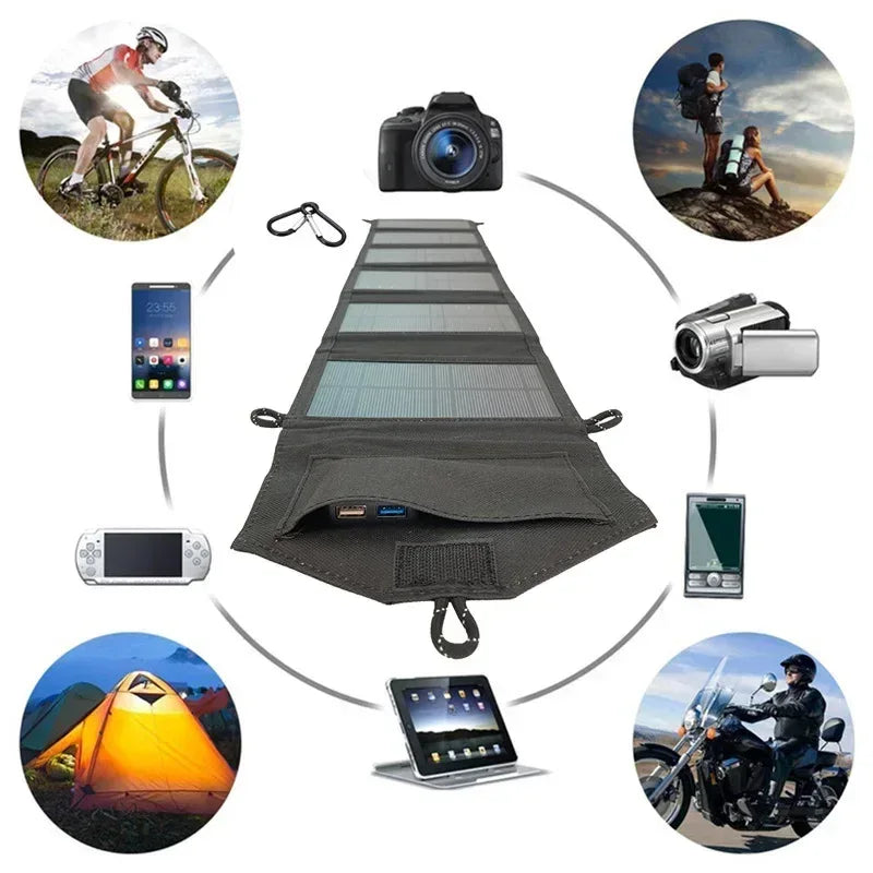 6 fold 800W Foldable solar panel 20w/h portable solar panels Fast charger USB 5V DC Full time solar panel mobile power supply - 1Tecbuy