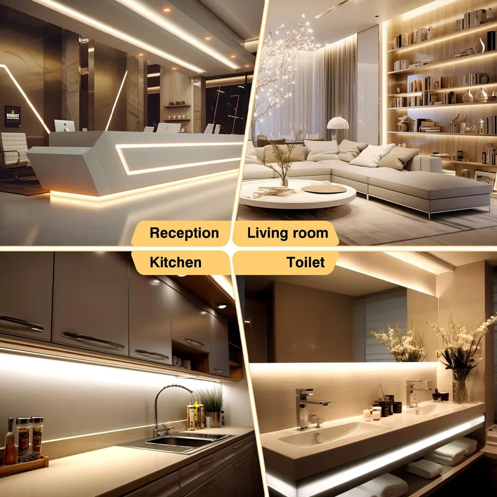 RF Remote Control COB LED Strip 12V 1m 2m 3m 4m 5m Warm White Natural Dimmable Flexible Room Kitchen Cabinet Lighting Decor KIT