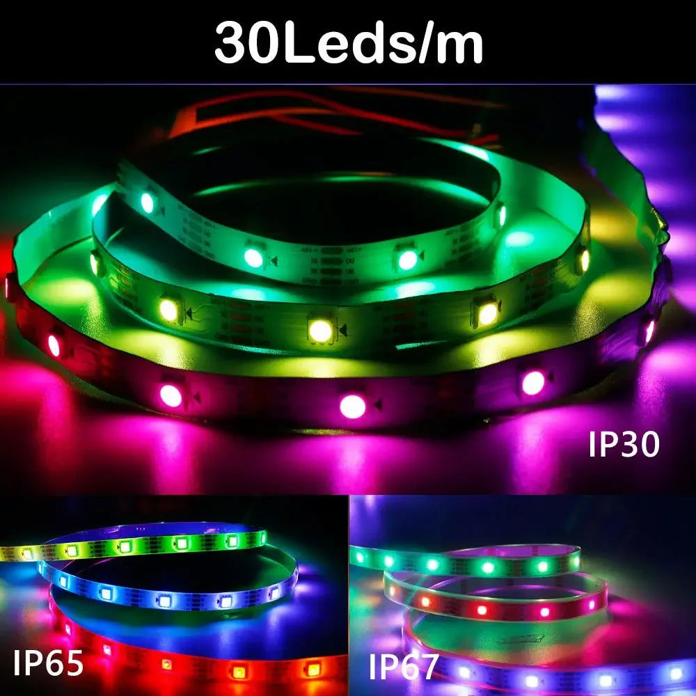 WS2812B WS2811 WS2815 5050 RGB Smart LED Strip Lights Individually Addressable IC 30/60/144Pixels/Leds/m DC5V/12V IP30/IP65/IP67