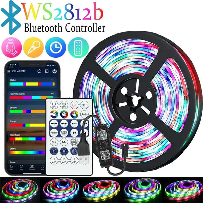 Tuya Smart WIFI RGBIC LED Strip Light Tape Addressable WS2811 IC Flexible RGB Neon LED Light USB APP Control for Alexa Google