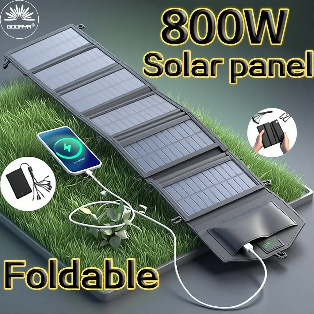 6 fold 800W Foldable solar panel 20w/h portable solar panels Fast charger USB 5V DC Full time solar panel mobile power supply - 1Tecbuy