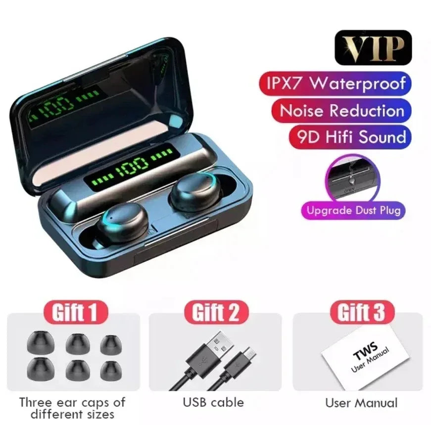 TWS F9-5 Earphone Bluetooth 5.3 Wireless Headphones Hifi Stereo Sports Waterproof Earbuds Headset Hearing Aids With Mic Handfree - 1Tecbuy