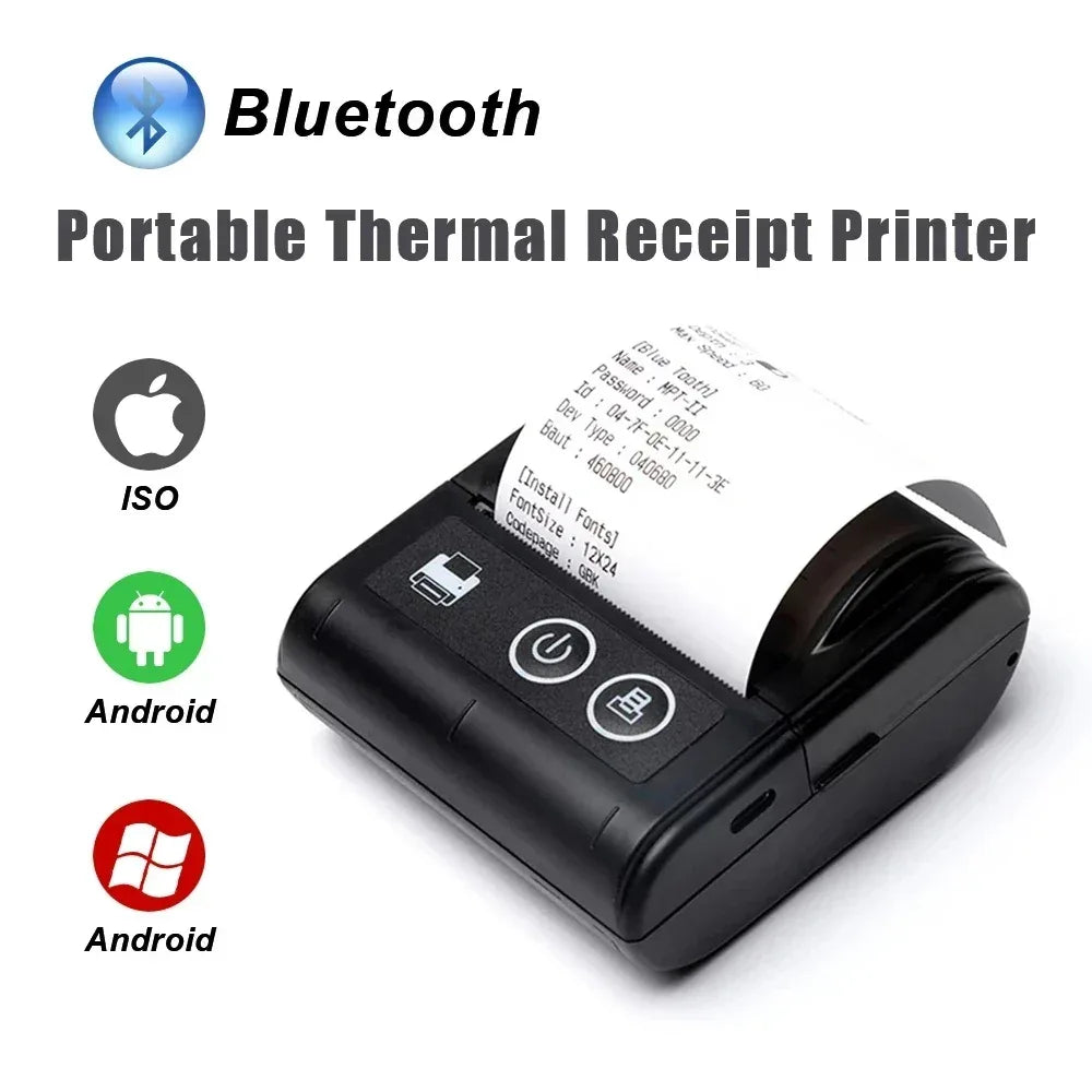 58MM Mini Pocket Thermal Receipt Printer Mobile Portable Ticket Bill Wireless Bluetooth USB Thermal POS Printer PC Android IOS - 1Tecbuy