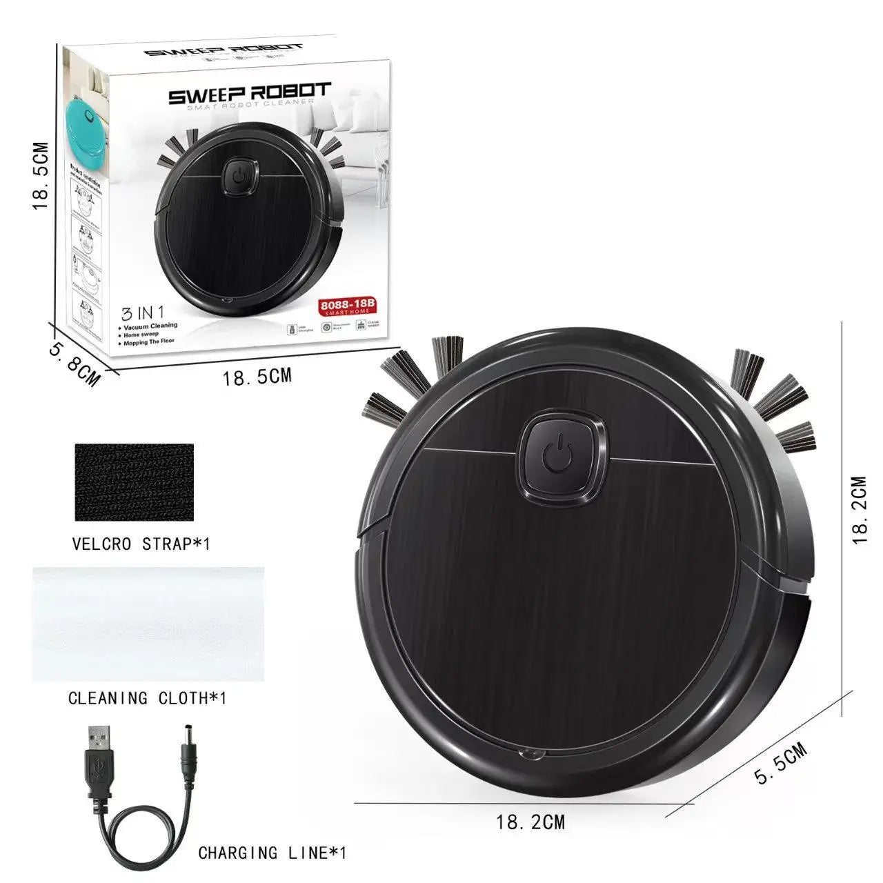 3-in-1 Smart Sweeping Robot Vacuum Mop 4000pa Strong Suction Washable Mop For Pet Hair Hard Floor Ideal Home Kitchen Room 2025