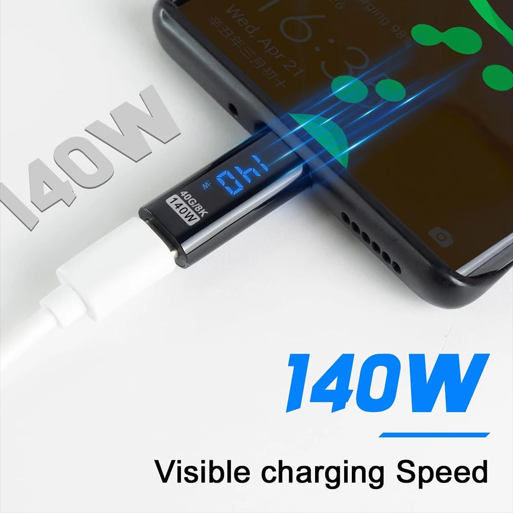 USB C Adapter 140W with LED Display 40Gbps USB C Extension Adapter Type C Power Meter Tester USB C Extender USB4 Thunderbolt