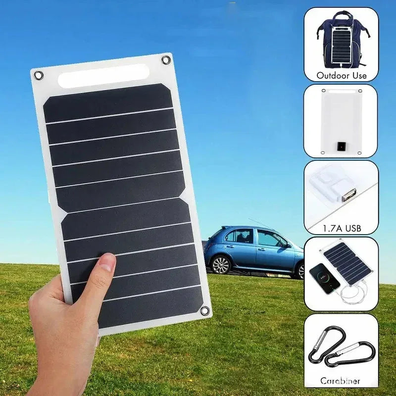 30W Solar Panel With USB Waterproof Outdoor Hiking And Camping Portable Battery Mobile Phone Charging Bank Charging Panel 6.8V - 1Tecbuy