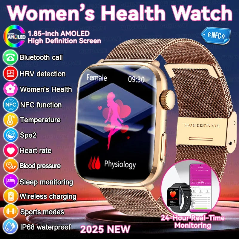 2025 New For Xiaomi Women AI Smart Diagnosis Smart Watch HRV+PPG Blood Pressure Blood oxygen Health monitor IP68 NFC Smartwatchs