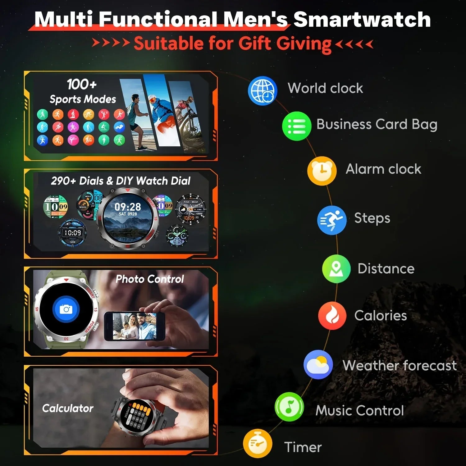 LAXASFIT 2025 New Smart Watch Music Player LED Flashlight Multiple Workout Modes Bluetooth Calling Outdoor Sports Smartwatch - 1Tecbuy
