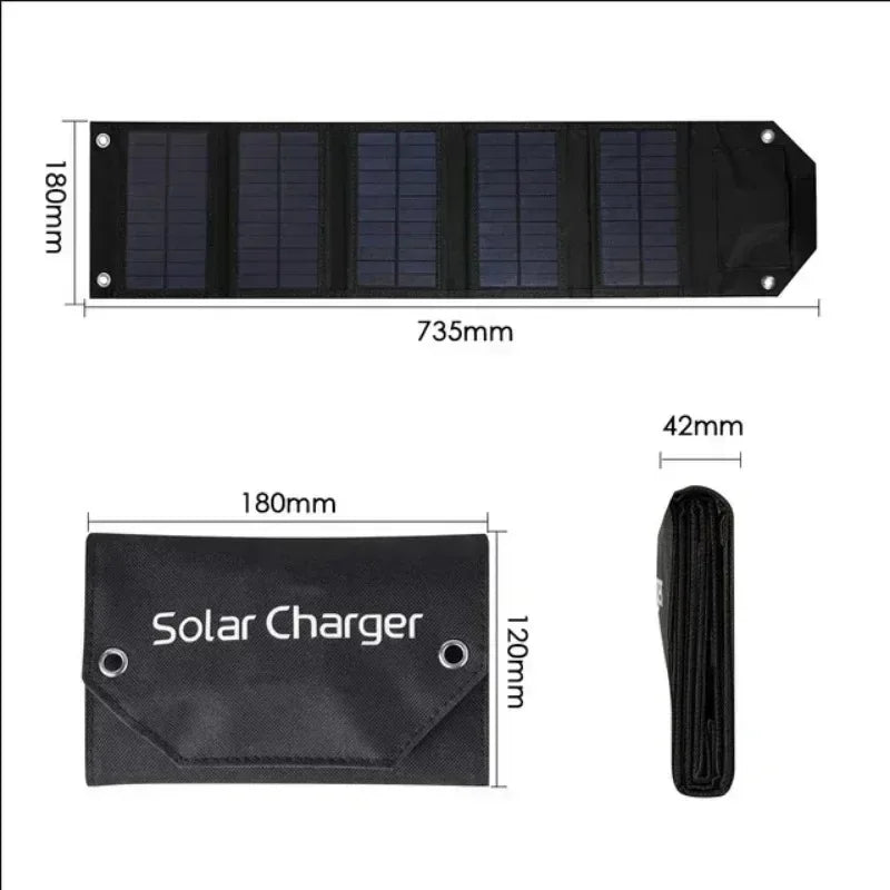 100W/80W/60W Foldable Solar Panel 5V USB Portable Battery Charger for Cell Phone Outdoor Waterproof Power Bank for Camping - 1Tecbuy
