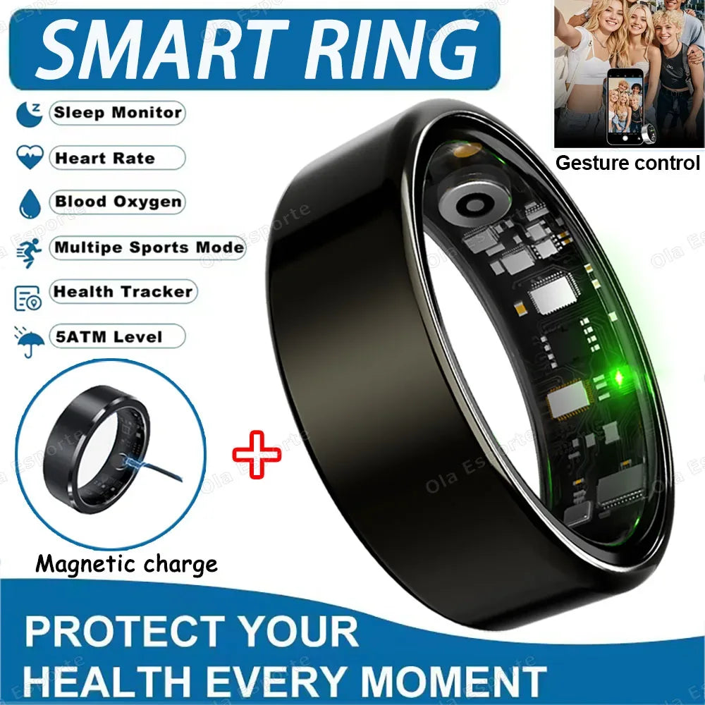 2025 Smart Ring Blood Pressure Heart Rate Sleep Monitoring Smartring IP68 & 5ATM Waterproof Multi-sport Mode Smartring Man Women - 1Tecbuy