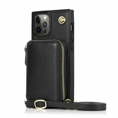 Zipper Wallet Case with Adjustable Crossbody Strap for iphone - 1Tecbuy