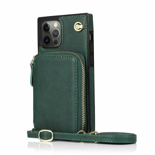 Zipper Wallet Case with Adjustable Crossbody Strap for iphone - 1Tecbuy
