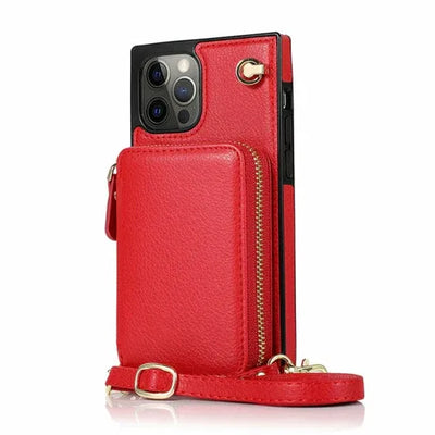 Zipper Wallet Case with Adjustable Crossbody Strap for iphone - 1Tecbuy