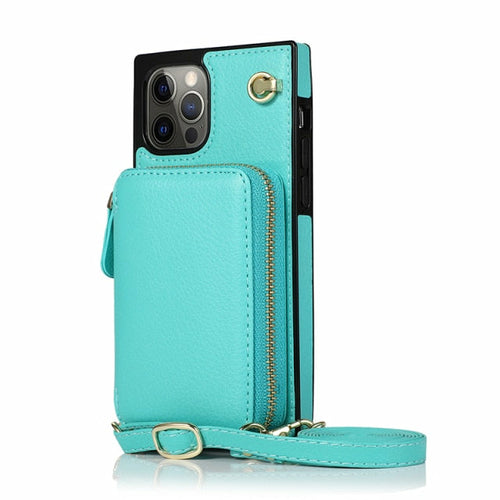 Zipper Wallet Case with Adjustable Crossbody Strap for iphone